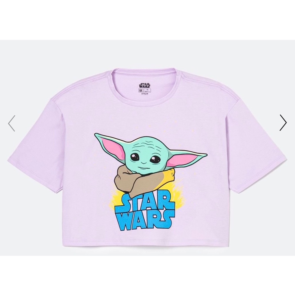Purple Baby Yoda Cropped T-Shirt